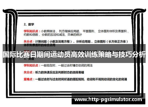 国际比赛日期间运动员高效训练策略与技巧分析