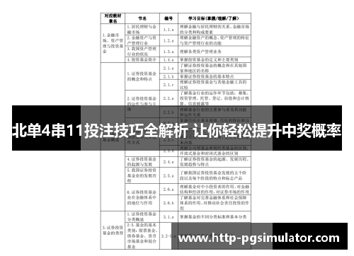 北单4串11投注技巧全解析 让你轻松提升中奖概率